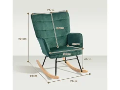 HOMCOM Schaukelstuhl Kord Buchenholz Stahl Schaumstoff