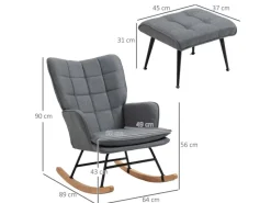 HOMCOM Schaukelstuhl mit Hocker