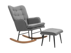 Hot HOMCOM Schaukelstuhl mit Hocker und Breiter Rückenlehne