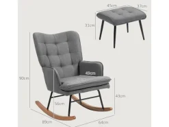 Hot HOMCOM Schaukelstuhl mit Hocker und Breiter Rückenlehne