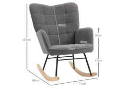 HOMCOM Schaukelstuhl mit Breiter Rückenlehne