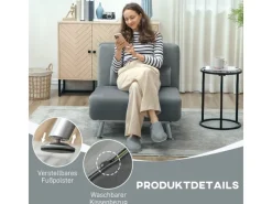 HOMCOM Schlafsessel Klappsessel mit Bettfunktion Rückenkissen