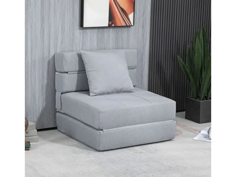 Clearance HOMCOM Schlafsessel Polybaumwolle Schaumstoff Hellgrau 70L x 70B x 61H cm