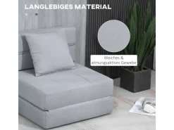 Clearance HOMCOM Schlafsessel Polybaumwolle Schaumstoff Hellgrau 70L x 70B x 61H cm