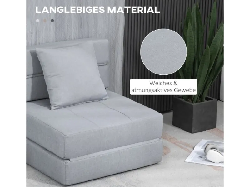 Clearance HOMCOM Schlafsessel Polybaumwolle Schaumstoff Hellgrau 70L x 70B x 61H cm