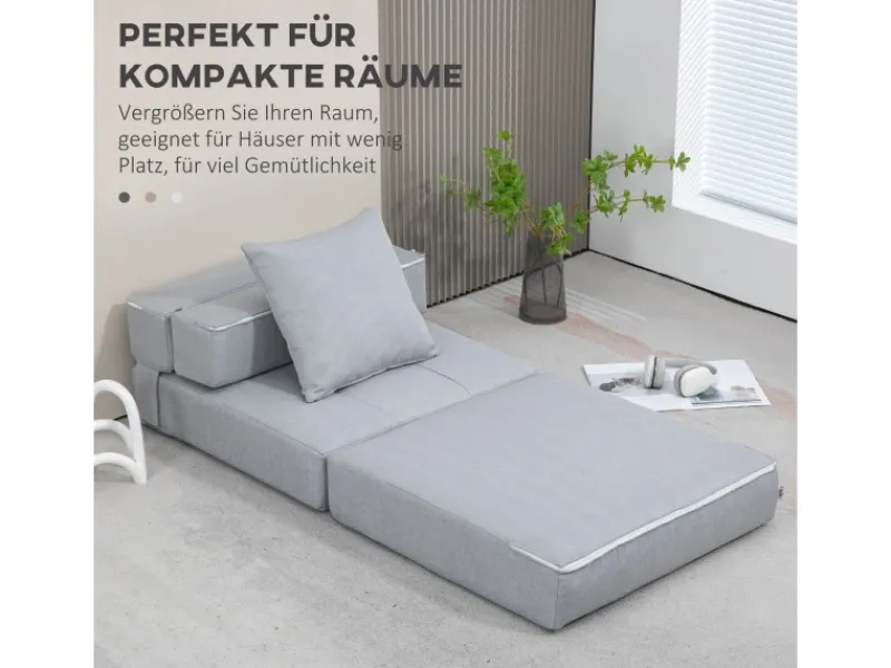 Clearance HOMCOM Schlafsessel Polybaumwolle Schaumstoff Hellgrau 70L x 70B x 61H cm