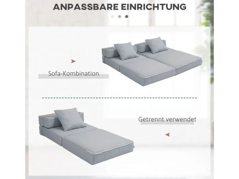 Clearance HOMCOM Schlafsessel Polybaumwolle Schaumstoff Hellgrau 70L x 70B x 61H cm