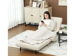 HOMCOM Schlafsessel Polyester Stahl Beige 72L x 78B x 79H cm