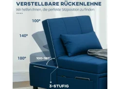 Outlet HOMCOM Schlafsessel Polyester Schaumstoff 65,5L x 104B x 81H cm Blau