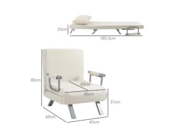 Outlet HOMCOM Schlafsofa mit Armlehne 3-in-1 Multifunktion 65 x 69 x 80 cm