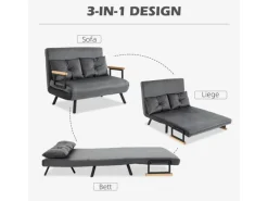 HOMCOM Schlafsofa mit Bettfunktion Rückenkissen 102B x 73T x 81H cm