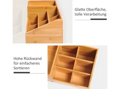 Sale HOMCOM Schreibtisch-Organiser Bambus Natur L33 x B20,5 x H15,5 cm