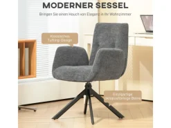 Sale HOMCOM Sessel Drehbar Loungesessel mit Armlehne für Wohnzimmer Schlafzimmer Dunkelgrau