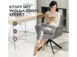 Sale HOMCOM Sessel Drehbar Loungesessel mit Armlehne für Wohnzimmer Schlafzimmer Dunkelgrau