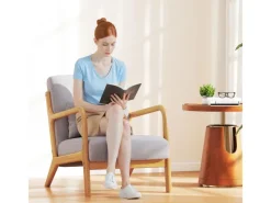 HOMCOM Sessel mit Armlehne Polyester Grau 61B x 78T x 76H cm