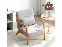 HOMCOM Sessel mit Armlehne Polyester Grau 61B x 78T x 76H cm