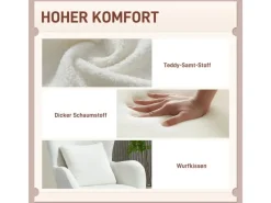 HOMCOM Sessel mit Holzbeine Polyester Weiß 88L x 75B x 106H cm