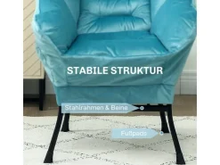 Discount HOMCOM Sessel mit Seitentasche Polyester Blau 80L x 78B x 100H cm