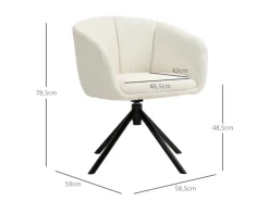 Discount HOMCOM Sessel Polyester Metall Cremeweiß 58,5L x 59B x 78,5H cm