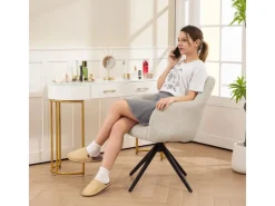 Sale HOMCOM Sessel Wohnzimmer Loungesessel mit Stahlbeine Samtoptik für Schlafzimmer Beige