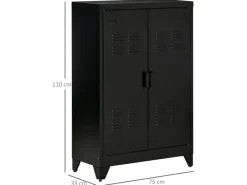 HOMCOM Sideboard mit 2 Verstellbaren Einlegeböden Schwarz 75 x 33 x 110 cm
