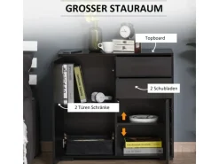 Online HOMCOM Sideboard mit Schublade Spanplatte MDF Schwarz 79L x 36B x 74H cm