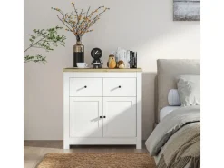 Best HOMCOM Sideboard Spanplatte 79L x 35B x 80H cm Weiß