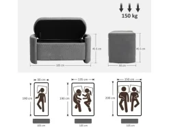 Outlet HOMCOM Sitzbank Bettbank mit Stauraum Polsterbank 105 x 44 x 45 cm