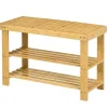 Sale HOMCOM Sitzbank mit 3 Etagen aus Bambus für 6 Paar Schuhe Natur 70 x 28 x 45cm