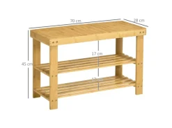 Sale HOMCOM Sitzbank mit 3 Etagen aus Bambus für 6 Paar Schuhe Natur 70 x 28 x 45cm
