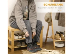 Sale HOMCOM Sitzbank mit 3 Etagen aus Bambus für 6 Paar Schuhe Natur 70 x 28 x 45cm