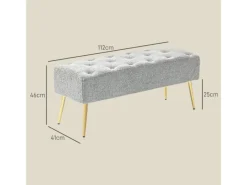 HOMCOM Sitzbank mit Lammwolle-Optik Knopfheftung Stahlbeine 112 x 41 x 46cm Grau