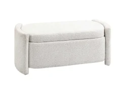 HOMCOM Sitzbank mit Stauraum Deckel Samtoptik für Wohnzimmer Creme 105 x 44 x 45,5 cm