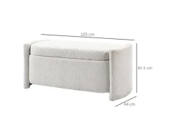 HOMCOM Sitzbank mit Stauraum Deckel Samtoptik für Wohnzimmer Creme 105 x 44 x 45,5 cm