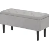 Discount HOMCOM Sitzbank mit Stauraum Klappdeckel Samtoptik Grau 95 x 38 x 45 cm