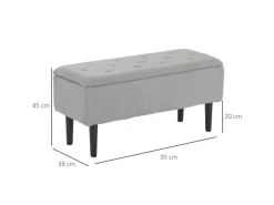Discount HOMCOM Sitzbank mit Stauraum Klappdeckel Samtoptik Grau 95 x 38 x 45 cm