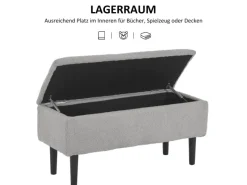 Discount HOMCOM Sitzbank mit Stauraum Klappdeckel Samtoptik Grau 95 x 38 x 45 cm