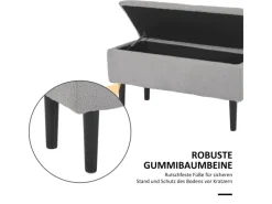 Discount HOMCOM Sitzbank mit Stauraum Klappdeckel Samtoptik Grau 95 x 38 x 45 cm