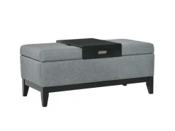 HOMCOM Sitzbank mit Stauraum Aufbewahrungsbox Dunkelgrau Schwarz 107 x 50 x 44cm