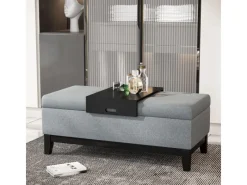 HOMCOM Sitzbank mit Stauraum Aufbewahrungsbox Dunkelgrau Schwarz 107 x 50 x 44cm