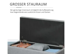 HOMCOM Sitzbank mit Stauraum Aufbewahrungsbox Dunkelgrau Schwarz 107 x 50 x 44cm