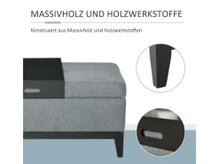 HOMCOM Sitzbank mit Stauraum Aufbewahrungsbox Dunkelgrau Schwarz 107 x 50 x 44cm