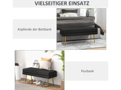 HOMCOM Sitzbank Polsterbank mit Stauraum Samtoptik 100 x 37 x 42 cm