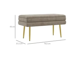 Hot HOMCOM Sitzbank Polsterbank mit Stauraum Samtoptik 79 x 37 x 43 cm Beige