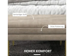 Hot HOMCOM Sitzbank Polsterbank mit Stauraum Samtoptik 79 x 37 x 43 cm Beige