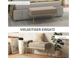 Hot HOMCOM Sitzbank Polsterbank mit Stauraum Samtoptik 79 x 37 x 43 cm Beige