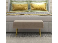 Hot HOMCOM Sitzbank Polsterbank mit Stauraum Samtoptik 79 x 37 x 43 cm Beige