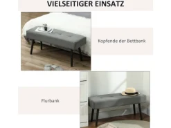 Sale HOMCOM Sitzbank Polsterbank Cordbezug Getuftete Bettbank 100 x 36 x 45 cm Grau