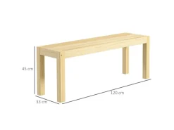 HOMCOM Sitzbank 2-Sitzer Kiefernholz 120 x 33 x 45 cm