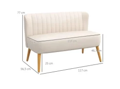 HOMCOM 2-Sitzer Stoffsofa Holz Samtartiges 117 x 56,5 x 77 cm